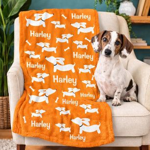 Dachshund skräddarsydd orange filt för wienerhunda