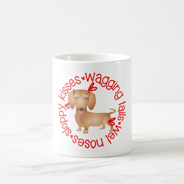 Dachshund, slarviga kyssar kaffemugg (Center)