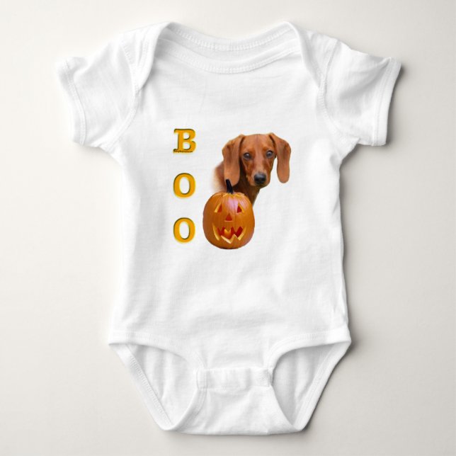Dachshund (slät) Boo T Shirt (Framsida)