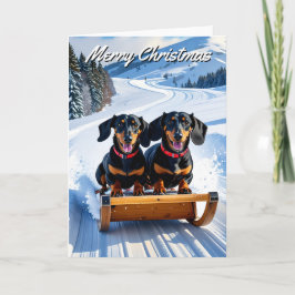 Dachshund Sled Ride jul Kort