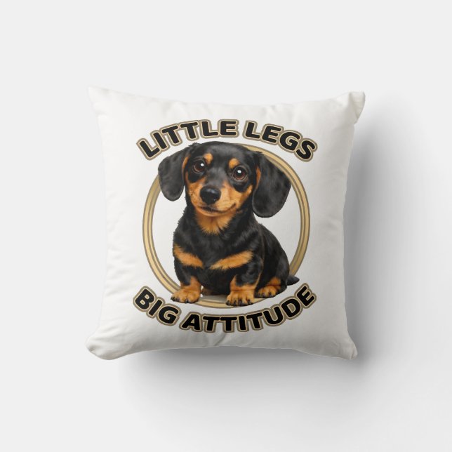 Dachshund små ben stor attityd kudde (Framsida)