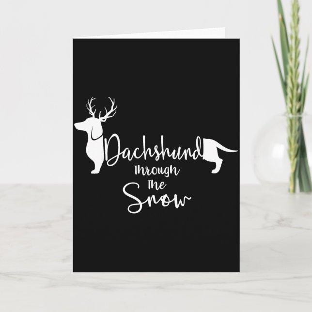 Dachshund Snö Söt Wiener Weiner Hund Ägare Jul Kort (Framsida)