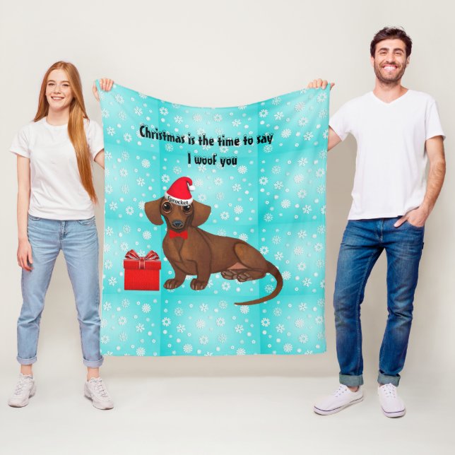 Dachshund Snöflinga Julfilt Fleecefilt (På plats)