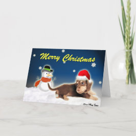 Dachshund Snögubbe julkort Helgkort