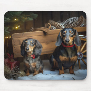 Dachshund Snöig släde juldekoration Musmatta