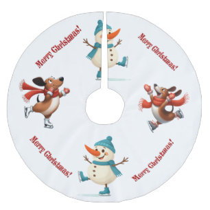 Dachshund Snömannen Julgran Skört Julgransmatta Borstad Polyester
