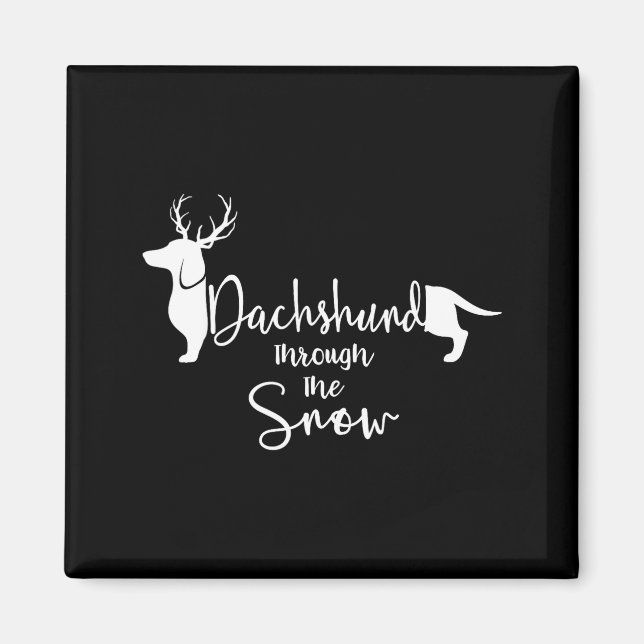 Dachshund Snow Cute Wiener Weiner Dog Owner Christ Magnet (Framsidan)