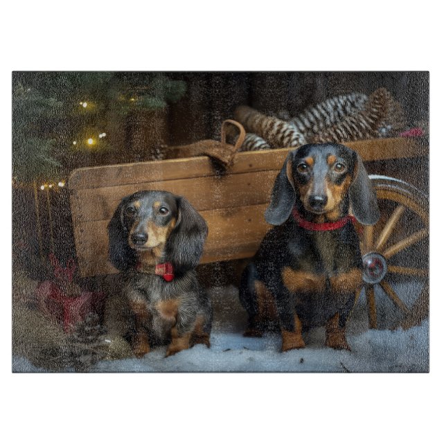 Dachshund Snowy Sleigh-juldekretet (Framsidan)