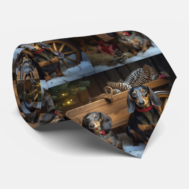 Dachshund Snowy Sleigh-juldekretet Slips (Rullad)