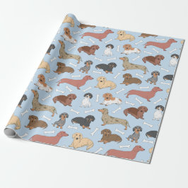 Dachshund Sort mönster Presentpapper