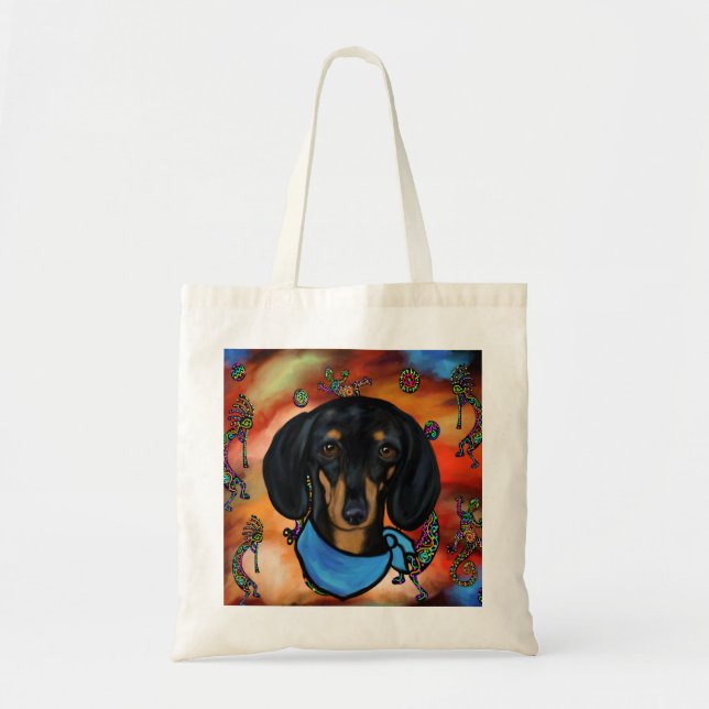 DACHSHUND SOUTHWESTERN ART TYGKASSE (Framsidan)