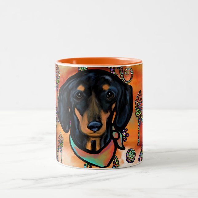 DACHSHUND SOUTHWESTERN KONST Två-Tonad MUGG (Center)