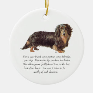 Dachshund-souvenir - hona julgransprydnad keramik