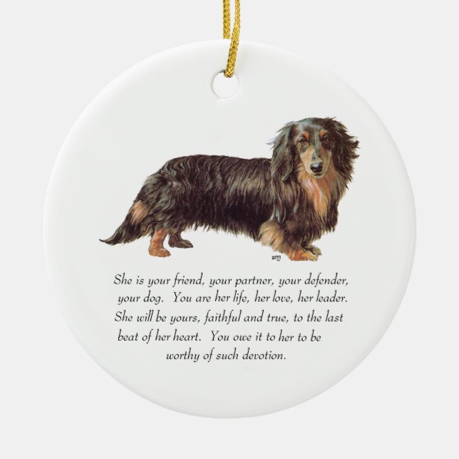 Dachshund-souvenir - hona julgransprydnad keramik (Framsidan)