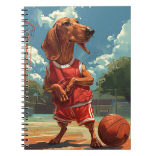 Dachshund Spela basketboll Anteckningsbok