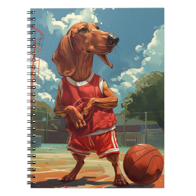 Dachshund Spela basketboll Anteckningsbok (Framsidan)