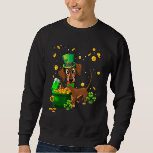 Dachshund St Patrick S Day Irish Klöver Hund älska Lång Ärmad Tröja