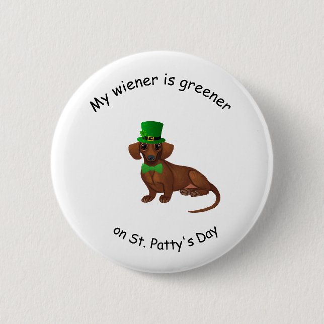 Dachshund St. Patrick's Day Button Knapp (Framsida)
