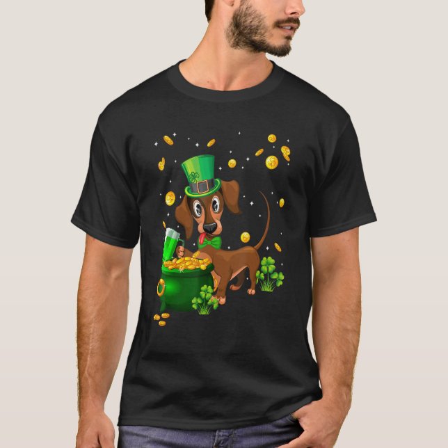 Dachshund St Patrick's Day Irish C    Dog   T Shirt (Framsida)
