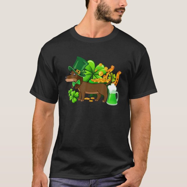 Dachshund St patrick's day Irish Klöver Gifts Hund T Shirt (Framsida)