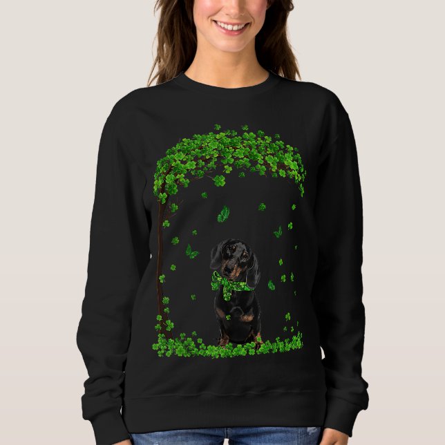 Dachshund St patricks day Irish Shamrock Hund T Shirt (Framsida)