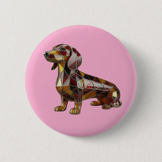 Dachshund Stained Glass Button Knapp