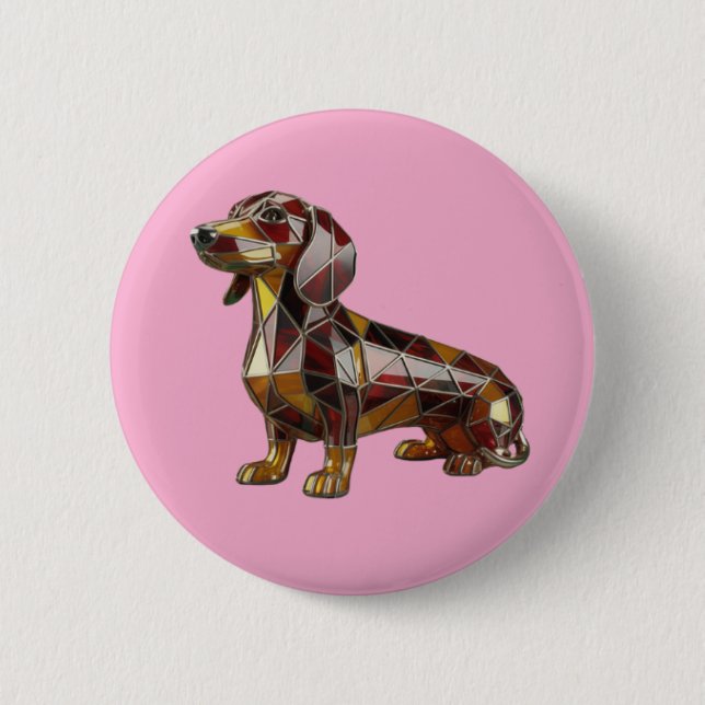 Dachshund Stained Glass Button Knapp (Framsida)