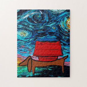 Dachshund Starry Night Pussel