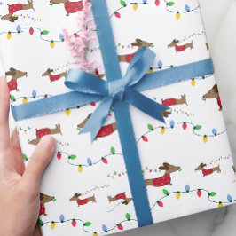 Dachshund Stealing Julgran Ljus Gift Wrap Presentpapper
