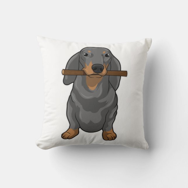Dachshund Stick Kudde (Framsida)