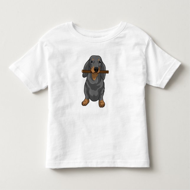 Dachshund Stick T Shirt (Framsida)