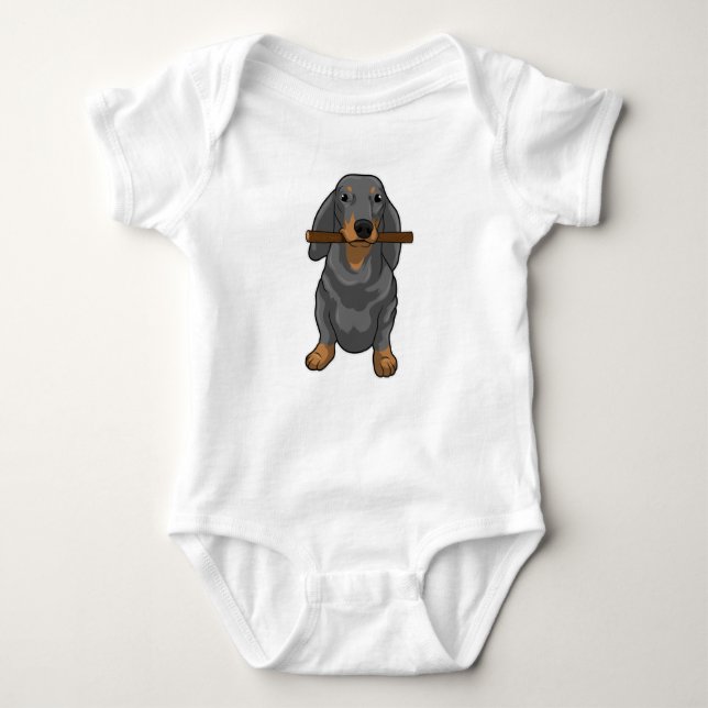 Dachshund Stick T Shirt (Framsida)