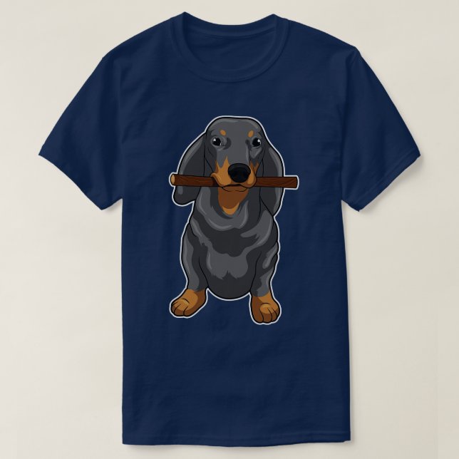 Dachshund Stick T Shirt (Design framsida)