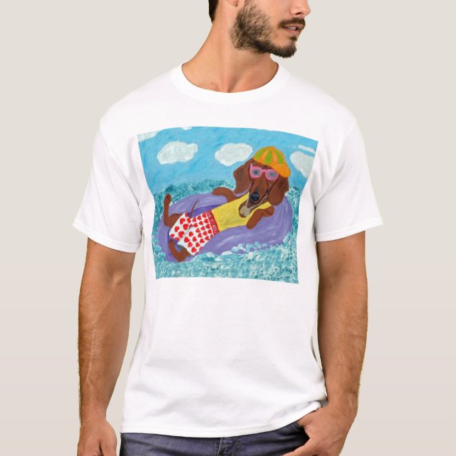 Dachshund Strand Nybörjare T Shirt (Framsida)