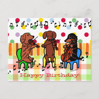 Dachshund String Trio Birthday Vykort