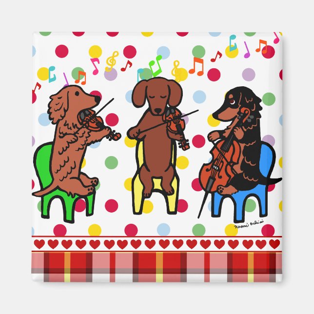 Dachshund String Trio Magnet (Framsidan)