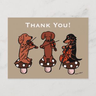 Dachshund String Trio Musician Tack Vykort