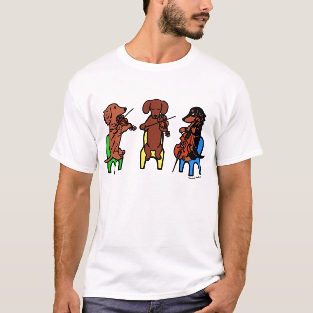 Dachshund String Trio Musician Tshirt Tee Shirt (Framsida)