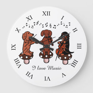 Dachshund String Trio Musician-väggklocka Stor Klocka