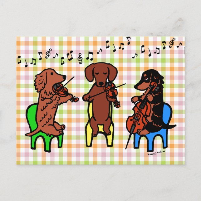Dachshund String Trio Vykort (Framsida)