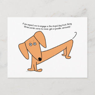 Dachshund Stupid Hund Tricks...för Pudel! Vykort