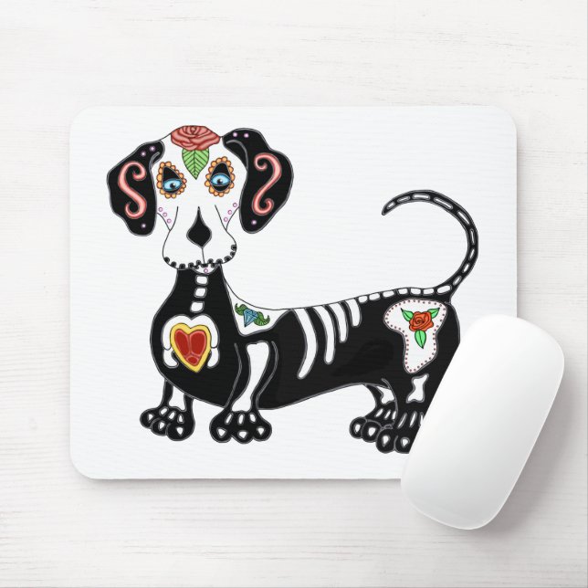 Dachshund Sugar Skull Musmatta (Med mus)