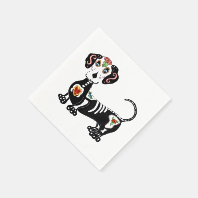 Dachshund Sugar Skull Pappersservett (Hörn)