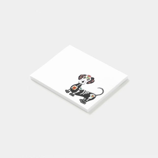Dachshund Sugar Skull Post-it Block (Vinklad)