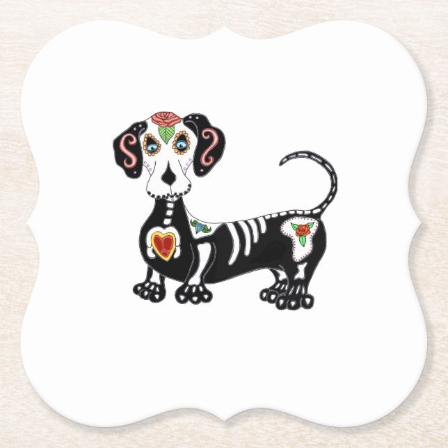 Dachshund Sugar Skull Underlägg Papper (Framsida)