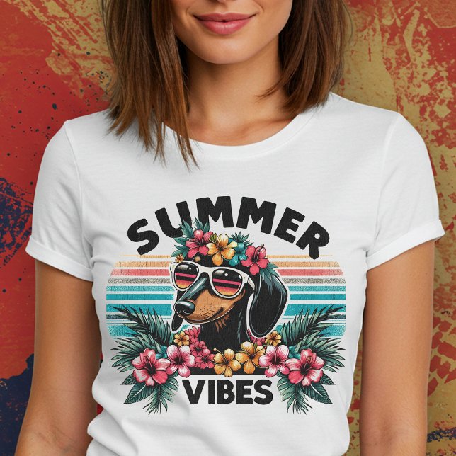 Dachshund Summer Vibes T Shirt (Skapare uppladdad)