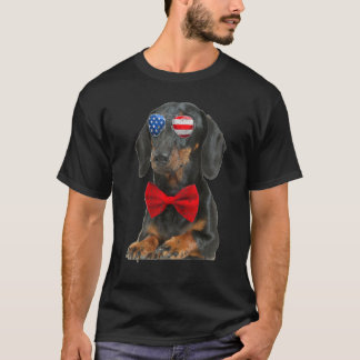 Dachshund Sunglasses American USA flagga 4:e juli T Shirt