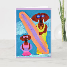 Dachshund-Surfare med valp Kort