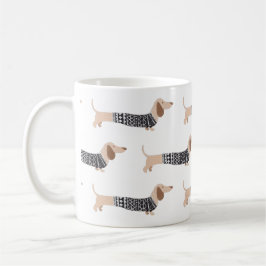 Dachshund Svart Jultröja Mönster Rolig Kaffemugg