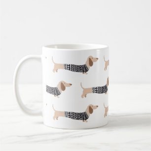Dachshund Svart Jultröja Mönster Rolig Kaffemugg